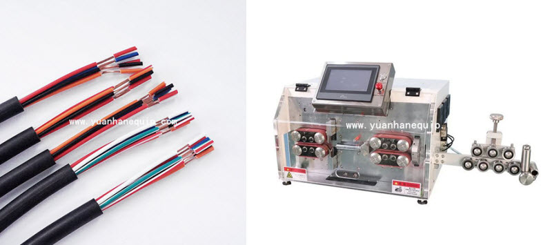 Automatic cut and strip jacket and inner conductor machine 